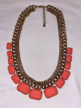 Gold-Tone Necklace with Coral Stones